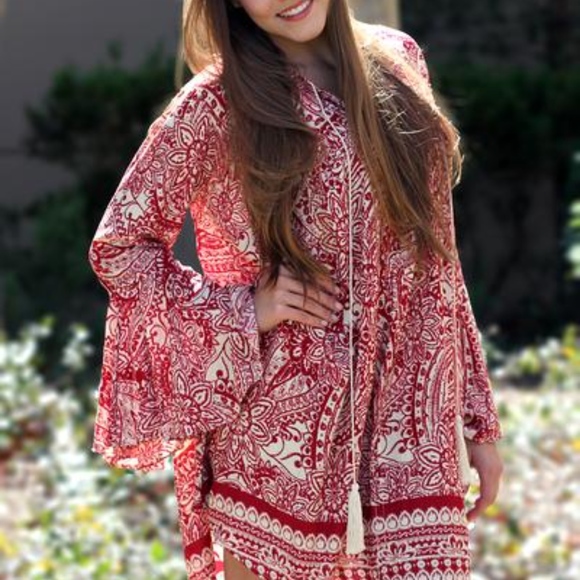 UMGEE Tunic Dress with Long Bell Sleeves - Picture 3 of 3